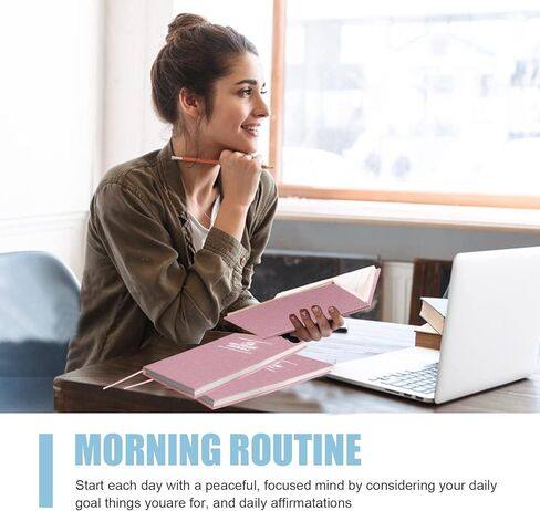 التأكيدات اليومية لمجلة الامتنان مع مخطط حياة بسيط غير مؤرخ، دليل خمس دقائق للمخطط اليومي، من أجل المزيد من السعادة والإيجابية والتأكيد واليقظة والعناية الذاتية (أبيض) in Kuwait