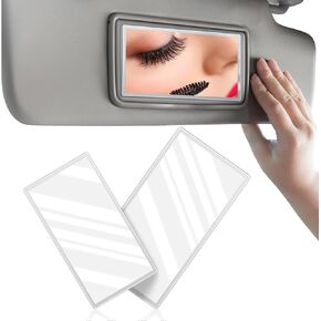 2 Pieces Car Visor Mirrors Makeup Mirror for Car Visor Stick on Car Vanity Mirror Sun-Shading Cosmetic Mirror Large Stainless Steel Wife Girlfriend Make Up in Car 5.91 x 3.15 Inch and 4.33 x 2.36 Inch