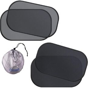 مظلة شمسية لنافذة السيارة من ggomaART - مظلة حماية من الشمس عالمية لأي نوافذ للرجال والنساء والرضع والأطفال تمنع الضرر الناتج عن أشعة الشمس المباشرة والحرارة - 2 حزمة جديدة داكنة و2 خفيفة in Kuwait