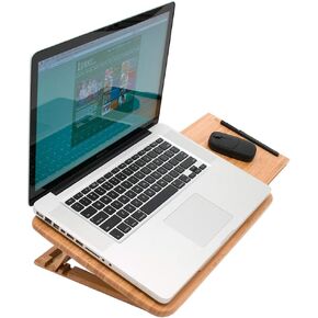 Lipper International 1888 Bamboo Wood Expandable Laptop Stand, Slatted