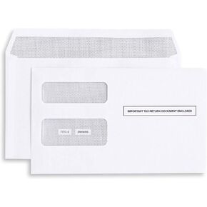 50 1099 Envelopes Self Seal, 1099 MISC Envelopes, Double Window Security Envelopes, Designed for Printed 1099-MISC Laser Forms from QuickBooks Desktop, 5 5/8’’ x 9’’