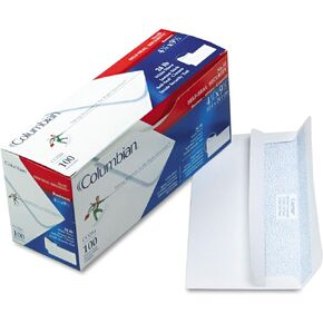 Columbian #10 Self-Seal Security Tinted Envelopes, 4-1/8 x 9-1/2 Inch, White, 100 Per Box (CO284)