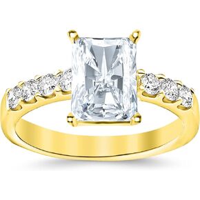 GIA Certified 1.70 Carat Radiant Cut/Shape 14K White Gold Classic Prong Set Diamond Engagement Ring with a 1.20 Carat, J Color, SI1 Clarity Center Stone