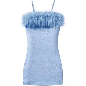 Toddler Kids Girls Summer Dress Sleeveless Sling Blue Solid Color Slim Fit Dresses Birthday Party Ball Pageant Outfits