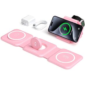 UCOMX 3 in 1 Charging Station for Mult-ple Devices,Foldable 3 in 1 Wireless Charger for Travel,Nano Wireless Charging Station for iPhone 15 14 13 12 Pro Max/Watch 9 8 7 6 5 4 3 Ultral/AirPod Pro