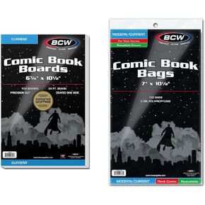 BCW Resealable Thick Current Comic Bags & Backing Boards (100 ct) | Acid-Free Comic Bags and Boards Storage & Protector | Ideal for Collectors, Displays, and Safe Storage of Comic Books