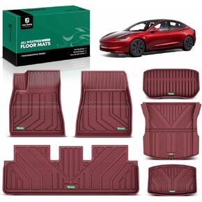 YHTAUTO Custom Fit Black Floor Mats for Tesla Model 3 2020 2019 2018 2017, All Weather TPE Car Carpet, Front Rear Trunk Storage Cargo Liner, Lower Storage Mat, Anti-Slip Waterproof Orderless, Set of 6