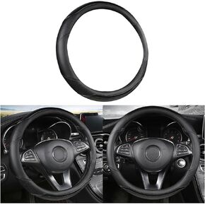 Leather Car Steering Wheel Cover, Anti-Slip Breathable for Men Women, Universal 15 Inch, Steering Wheel Cover Protector for Most Cars Trucks, Car Interior Accessories