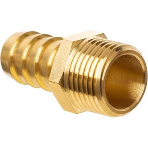 JUWO 5/8" Barb x 3/8" NPT Male Pipe, Brass Hose Barb Fitting for Air, Gas, Fuel, Oil (1-Pack)