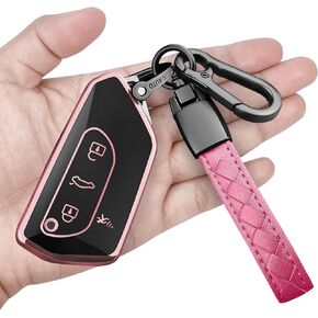 Sindeda for Volkswagen Key Fob Cover with Keychain Soft Full Protection Key Shell Key Case Compatible with VW MK8 Golf/GTI Skoda Octavia (White)