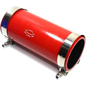 LTI Universal (203mm) 8" Length 4-Ply Reinforced High Performance (76mm) 3" ID Straight Silicone Hose Coupler With T Bolt Clamp 304 Stainless Steel (3" Red)