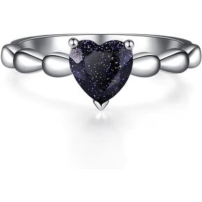 Vintage 1.25 Carat Heart Blue Sand Stone Engagement Ring Unique Promise Ring for Women Titanium Plating Wedding Ring