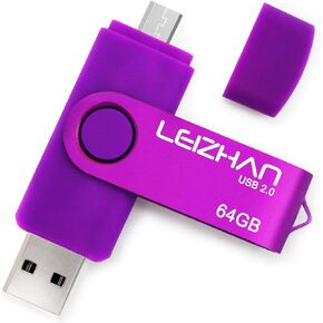 محرك فلاش USB ميكرو OTG Pendrive سعة 32 جيجابايت، محرك أقراص LEIZHAN Micro Thumb Drive Memory Stick USB Drive Gift Jump Drive متوافق مع هواتف Android OTG Micro الذكية/الأجهزة اللوحية/أجهزة الكمبيوتر الشخصية، أسود