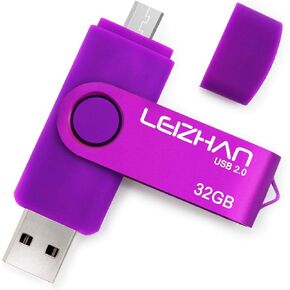 محرك فلاش USB ميكرو OTG Pendrive سعة 32 جيجابايت، محرك أقراص LEIZHAN Micro Thumb Drive Memory Stick USB Drive Gift Jump Drive متوافق مع هواتف Android OTG Micro الذكية/الأجهزة اللوحية/أجهزة الكمبيوتر الشخصية، أسود