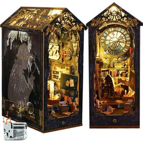 مجموعة زوايا الكتب التي يمكنك صنعها بنفسك، كتاب كتب بيت الدمى بنفسك، نهايات ألغاز خشبية ثلاثية الأبعاد، مجموعات مصغرة لزوايا الكتب مع ضوء LED للبالغين (SL7) in Kuwait