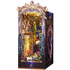 Book Nook Kit with LED Light, 3D DIY Miniature Dollhouse Kit, Book Shelf Decor, Creative Gift for Teens Adult (Pandora)
