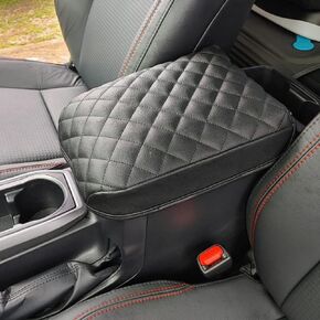 A ABIGAIL Center Console Armrest Cover Compatible with Toyota Tacoma 2016 2017 2018 2019 2020 2021 2022 PU Leather Arm Rest Box Lid Middle Console Cover Seat Protector Armrest Cushion Pad (Black)