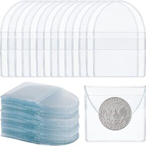120 Pieces Single Pocket Coin Sleeves Collectors 2.2x2inch Clear Plastic Pocket Coin Holder Small Penny Coin Protector Sleeves Individual Pocket Coin Flips