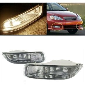 Pair Replacement Bumper Fog Light Driving Lamp Clear Compatible for 03 04 Corolla 81220-02060 81210-02060