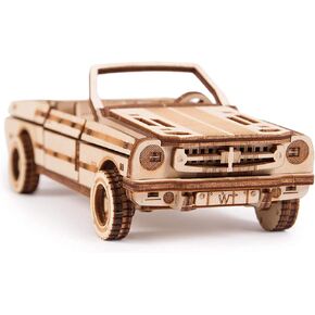 لغز خشبي صغير ثلاثي الأبعاد لسيارة Wood Trick Cabriolet للبالغين والأطفال - مقاس 6.7 × 2.8 بوصة - أجزاء متحركة ميكانيكية - مجموعة نماذج خشبية in Kuwait