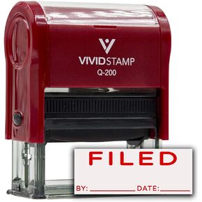 Filed by Date Self Inking Rubber Stamp (Red Ink) Medium