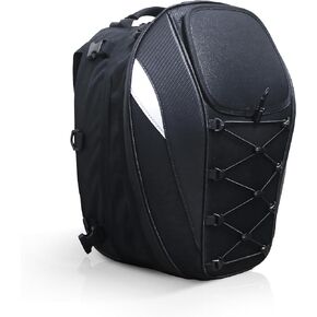 MZS Motorcycle Tail Bag, Expandable Dual Use Helmet Bag Luggage Storage Backpack with Waterproof Rain Cover - Multifunctional Motorbike Rear Seat Bag Accessories