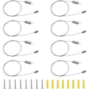 Light Suspension Kit, 8PCS Adjustable Steel Light Suspension Cables Kit 6.6 lbs Ceiling Hanging Wires for Commercial Aquarium LED Panel Light (1 Meter)