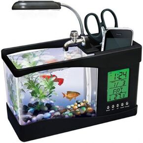 ATC® Mini USB LCD Lamp Desktop Fish Tank Aquarium with LED Clock