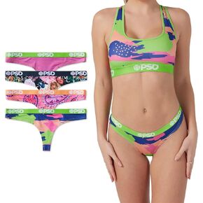 PSD Women's Moody Pop Th 4Pk Bx Thong, Multi, XL