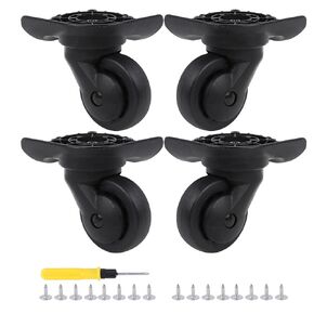 4Pcs Black Swivel Caster Wheels with 2 Dual-Purpose Screwdrivers