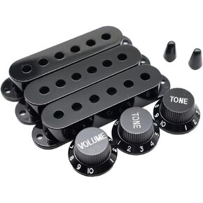 ST Strat Guitar 3 Single Coil Pickup Covers Knobs and 5 Way Switch Tip Cap (Green)