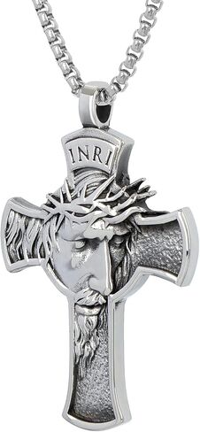 Jesus Cross Pendant for Car Rear View Mirror Accessories Decor Stainless Steel Cross Necklace Men Christian Gift in Saudi Arabia