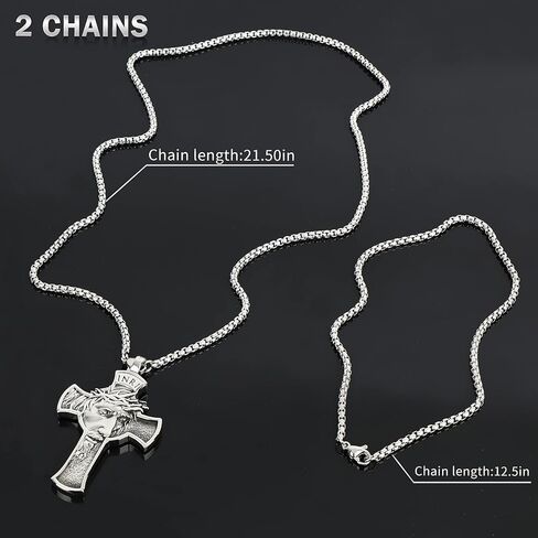 Jesus Cross Pendant for Car Rear View Mirror Accessories Decor Stainless Steel Cross Necklace Men Christian Gift in Saudi Arabia