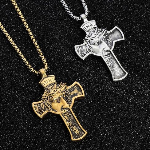 Jesus Cross Pendant for Car Rear View Mirror Accessories Decor Stainless Steel Cross Necklace Men Christian Gift in Saudi Arabia