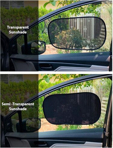 مظلة شمسية لنافذة السيارة من ggomaART - مظلة حماية من الشمس عالمية لأي نوافذ للرجال والنساء والرضع والأطفال تمنع الضرر الناتج عن أشعة الشمس المباشرة والحرارة - 2 حزمة جديدة داكنة و2 خفيفة in Kuwait