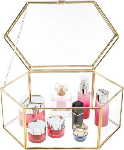 صندوق بطاقات زفاف زجاجي مصنوع يدويًا من HighFree، صندوق زجاجي شفاف كبير باللون الذهبي in Kuwait