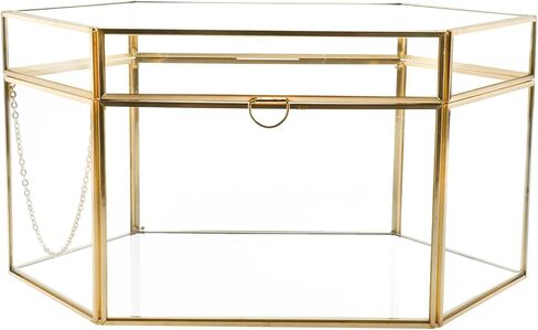 صندوق بطاقات زفاف زجاجي مصنوع يدويًا من HighFree، صندوق زجاجي شفاف كبير باللون الذهبي in Kuwait