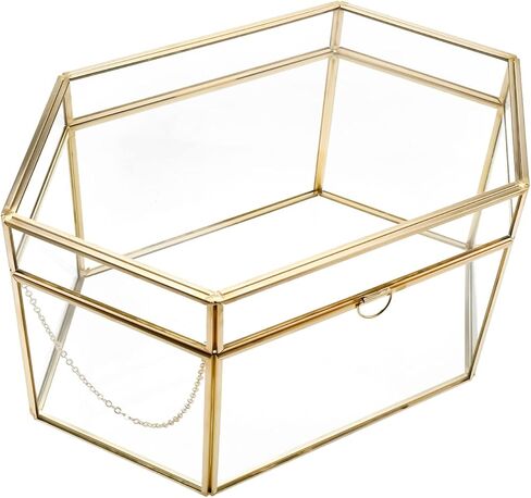 صندوق بطاقات زفاف زجاجي مصنوع يدويًا من HighFree، صندوق زجاجي شفاف كبير باللون الذهبي in Kuwait