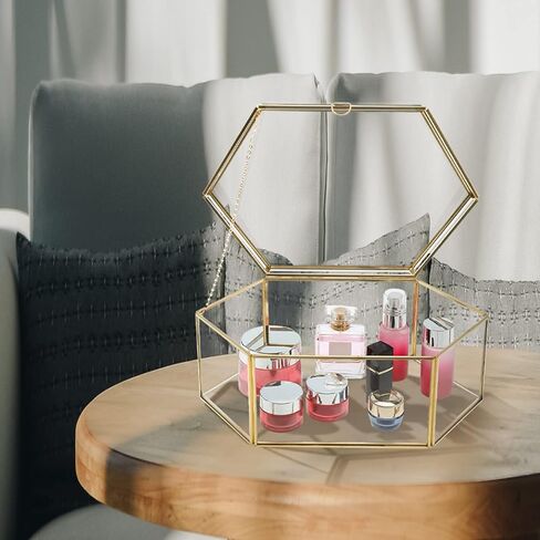 صندوق بطاقات زفاف زجاجي مصنوع يدويًا من HighFree، صندوق زجاجي شفاف كبير باللون الذهبي in Kuwait