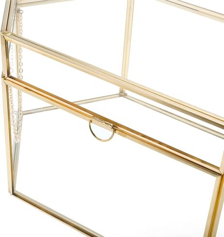 صندوق بطاقات زفاف زجاجي مصنوع يدويًا من HighFree، صندوق زجاجي شفاف كبير باللون الذهبي in Kuwait