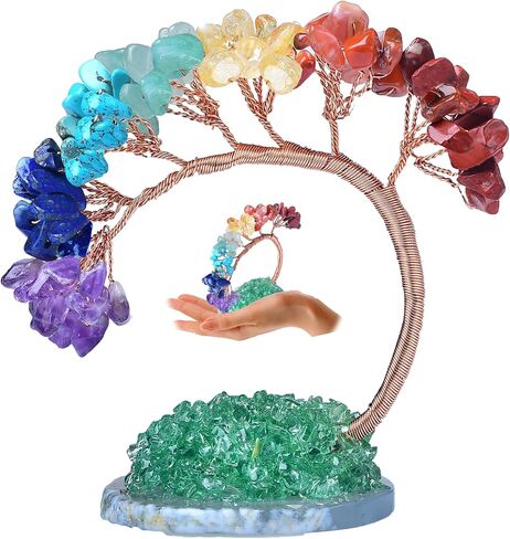 5 Inch 7 Chakra Tree of Life, Healing Crystal Tree Natural Reiki Crystals and Healing Stones, Gem Beads Chakra Tree,Office Desk Decor Handcrafted Money Tree, (Chakra) in Saudi Arabia