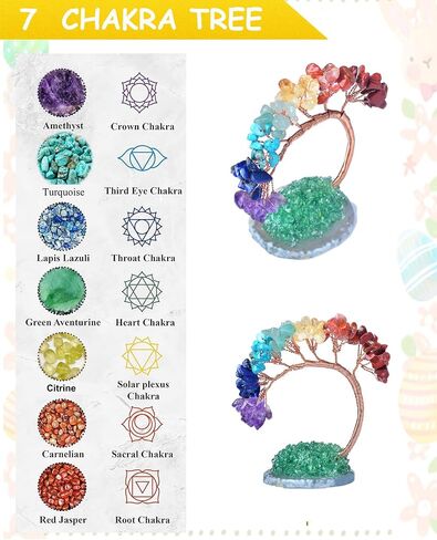 5 Inch 7 Chakra Tree of Life, Healing Crystal Tree Natural Reiki Crystals and Healing Stones, Gem Beads Chakra Tree,Office Desk Decor Handcrafted Money Tree, (Chakra) in Saudi Arabia