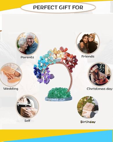 5 Inch 7 Chakra Tree of Life, Healing Crystal Tree Natural Reiki Crystals and Healing Stones, Gem Beads Chakra Tree,Office Desk Decor Handcrafted Money Tree, (Chakra) in Saudi Arabia