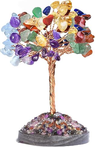 5 Inch 7 Chakra Tree of Life, Healing Crystal Tree Natural Reiki Crystals and Healing Stones, Gem Beads Chakra Tree,Office Desk Decor Handcrafted Money Tree, (Chakra) in Saudi Arabia