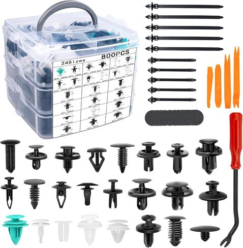 910Pcs Car Retainer Bumper Clips and Fastener Remover Kit 25 Sizes Auto Push Pin Rivets Door Trim Panel Clips for GM Ford Toyota Honda Acura Chrysler in Saudi Arabia