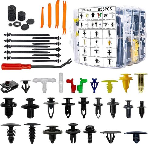 910Pcs Car Retainer Bumper Clips and Fastener Remover Kit 25 Sizes Auto Push Pin Rivets Door Trim Panel Clips for GM Ford Toyota Honda Acura Chrysler in Saudi Arabia