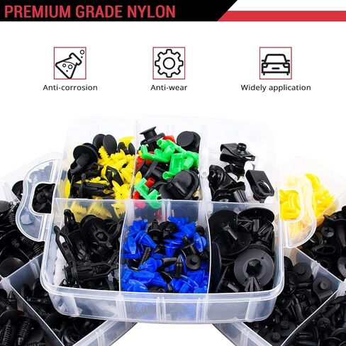 910Pcs Car Retainer Bumper Clips and Fastener Remover Kit 25 Sizes Auto Push Pin Rivets Door Trim Panel Clips for GM Ford Toyota Honda Acura Chrysler in Saudi Arabia