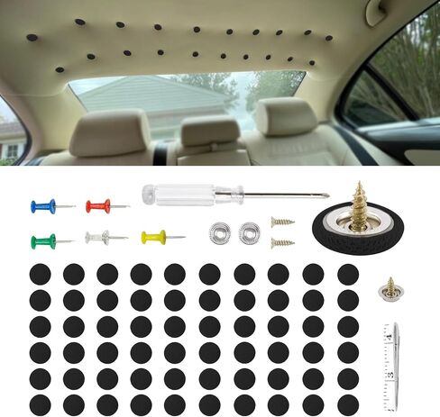 Car Roof Headliner Repair Kit, Roof Flannelette Fixed Buckle with Installation Tool, Auto Roof Snap Rivets Retainer for Interior Ceiling Cloth Fixing Repair Buckle Fit All Cars (Fleece Beige) in Saudi Arabia