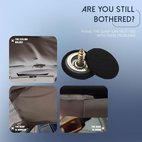 Car Roof Headliner Repair Kit, Roof Flannelette Fixed Buckle with Installation Tool, Auto Roof Snap Rivets Retainer for Interior Ceiling Cloth Fixing Repair Buckle Fit All Cars (Fleece Beige) in Saudi Arabia