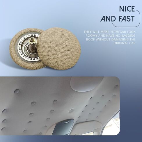 Car Roof Headliner Repair Kit, Roof Flannelette Fixed Buckle with Installation Tool, Auto Roof Snap Rivets Retainer for Interior Ceiling Cloth Fixing Repair Buckle Fit All Cars (Fleece Beige) in Saudi Arabia